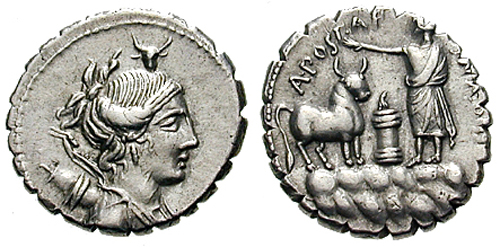 postumia roman coin denarius